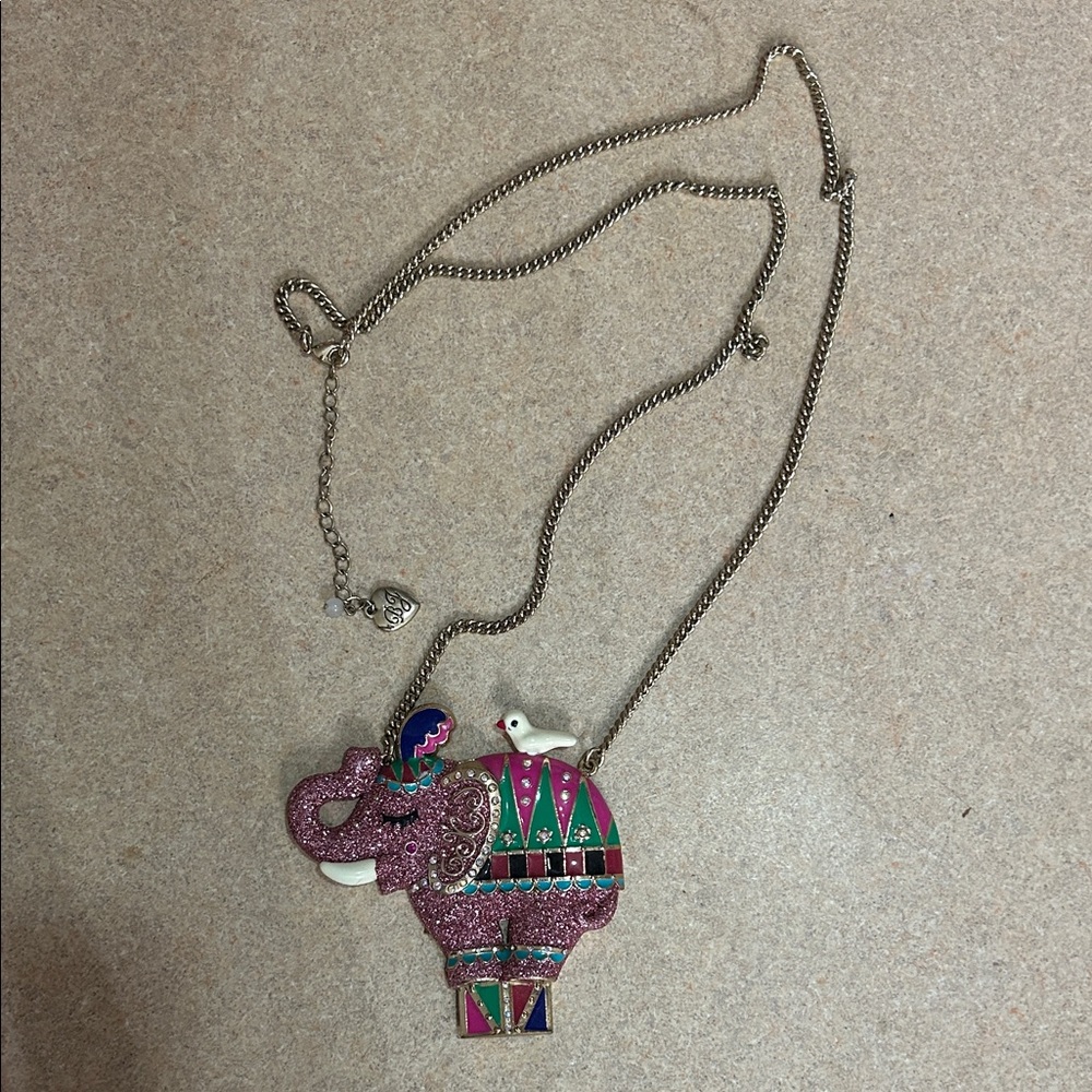 Betsy Johnson Elephant Pendant Necklace